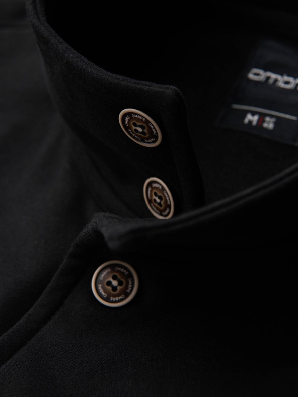 Ombre Clothing Férfi gombos pulóver állógalléros - fekete V6 OM-SSZP-0240 Ombre Clothing