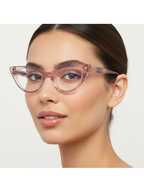 VEYREY VeyRey női cat-eye női kékfény szűrő szemüveg Jarni rózsaszín keret tiszta lencse
