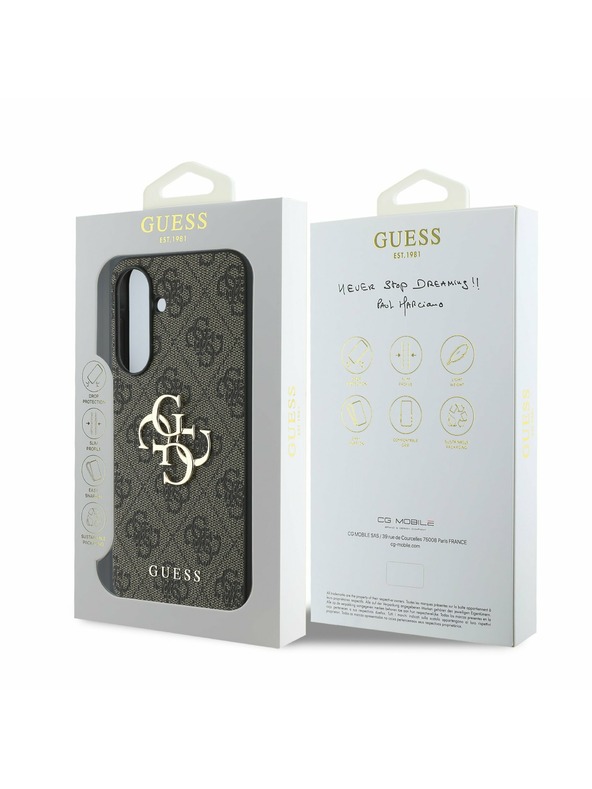 Guess Guess PU 4G Metal Logo Hátlap Samsung Galaxy A56 számára Brown