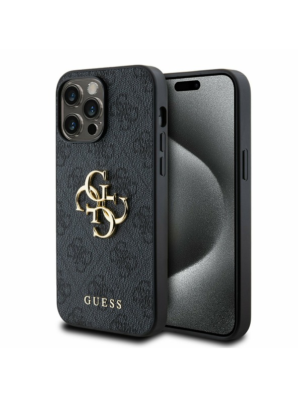 Guess Guess PU 4G Metal Logo Hátsó Tok iPhone 14 Pro Max-hoz Grey