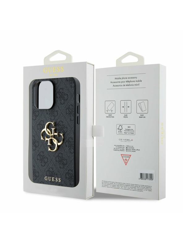 Guess Guess PU 4G Metal Logo Hátsó Tok iPhone 14 Pro Max-hoz Grey