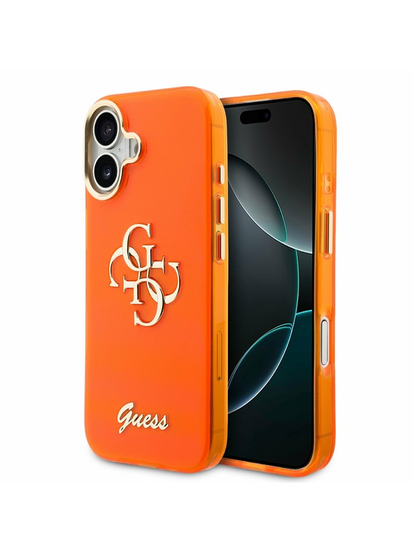 Guess Guess IML 4G Script Metal Logo Hátsó Tok iPhone 17-hez Orange