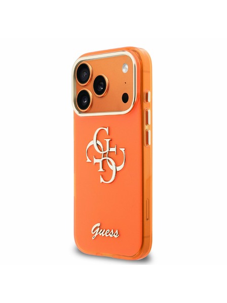 Guess Guess IML 4G Script Metal Logo Hátsó Tok iPhone 17 Pro-hoz Orange