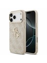 Guess Guess PU Leather 4G Metal Logo Gold Frame Hátsó Tok iPhone 17 Pro Max-hoz Pink