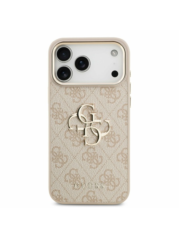 Guess Guess PU Leather 4G Metal Logo Gold Frame Hátsó Tok iPhone 17 Pro Max-hoz Pink