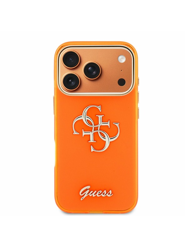 Guess Guess IML 4G Script Metal Logo Hátsó Tok iPhone 17 Pro Max-hoz Orange