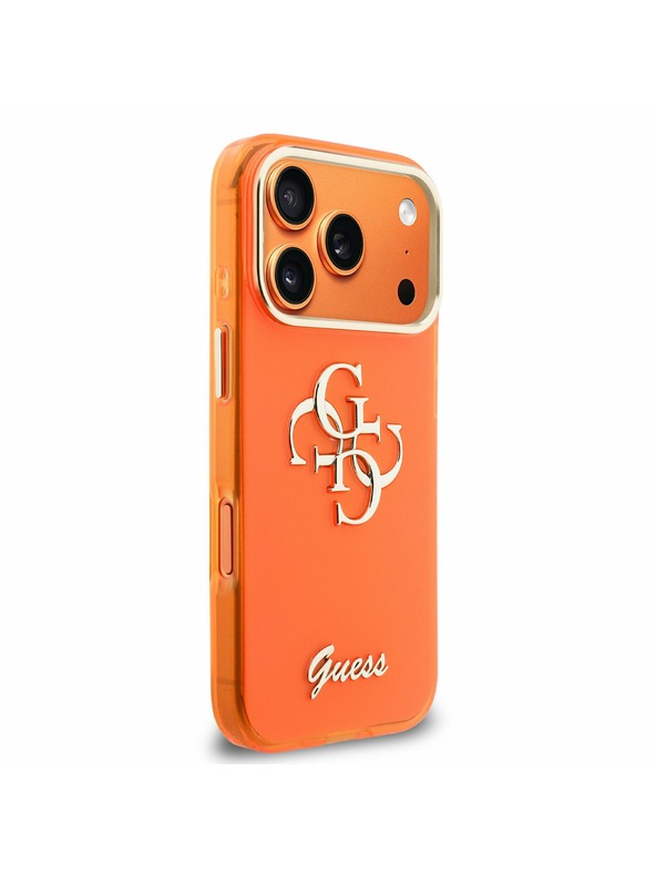 Guess Guess IML 4G Script Metal Logo Hátsó Tok iPhone 17 Pro Max-hoz Orange
