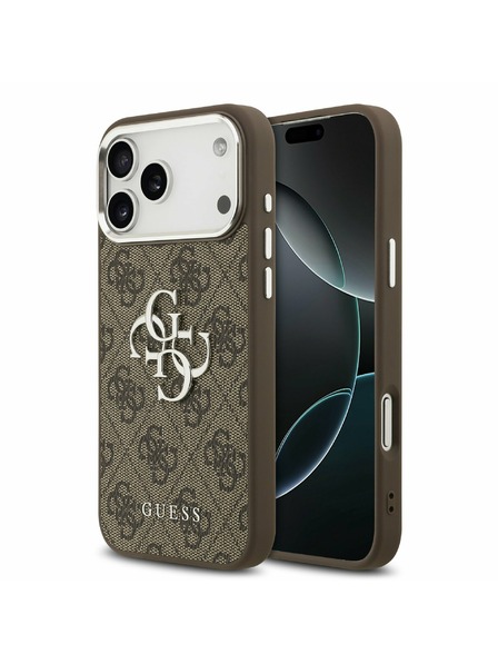 Guess Guess PU 4G Metal Logo Hátsó Tok iPhone 17 Pro Max-hoz Silver Brown