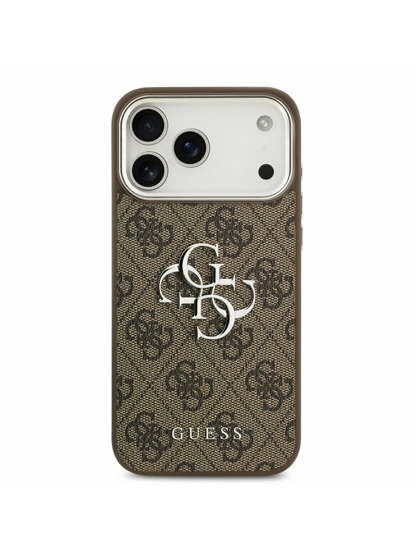 Guess Guess PU 4G Metal Logo Hátsó Tok iPhone 17 Pro Max-hoz Silver Brown