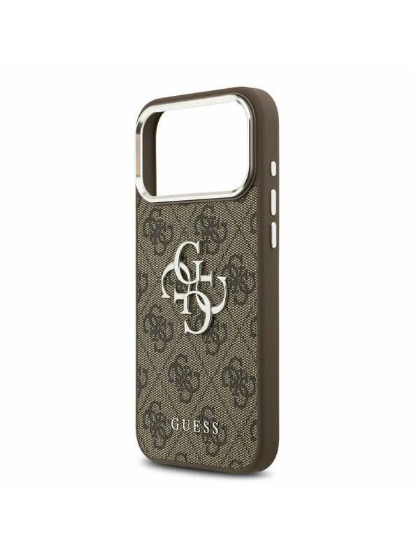 Guess Guess PU 4G Metal Logo Hátsó Tok iPhone 17 Pro Max-hoz Silver Brown