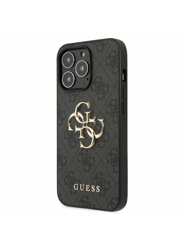 Guess PU 4G Metal Logo Zadní Kryt pro iPhone 13 Pro Grey Telefontok