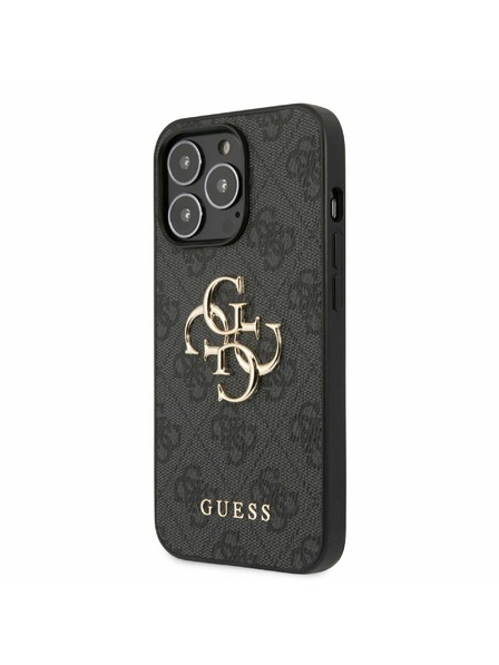 Guess PU 4G Metal Logo Zadní Kryt pro iPhone 13 Pro Grey Telefontok