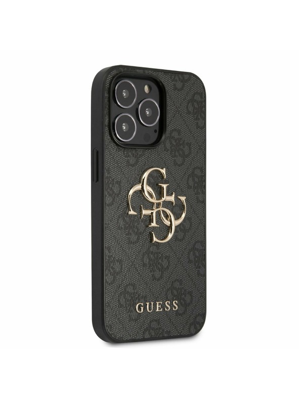Guess PU 4G Metal Logo Zadní Kryt pro iPhone 13 Pro Grey Telefontok