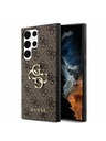 Guess Guess PU 4G fém logós hátlap Samsung Galaxy S23 Ultra barna