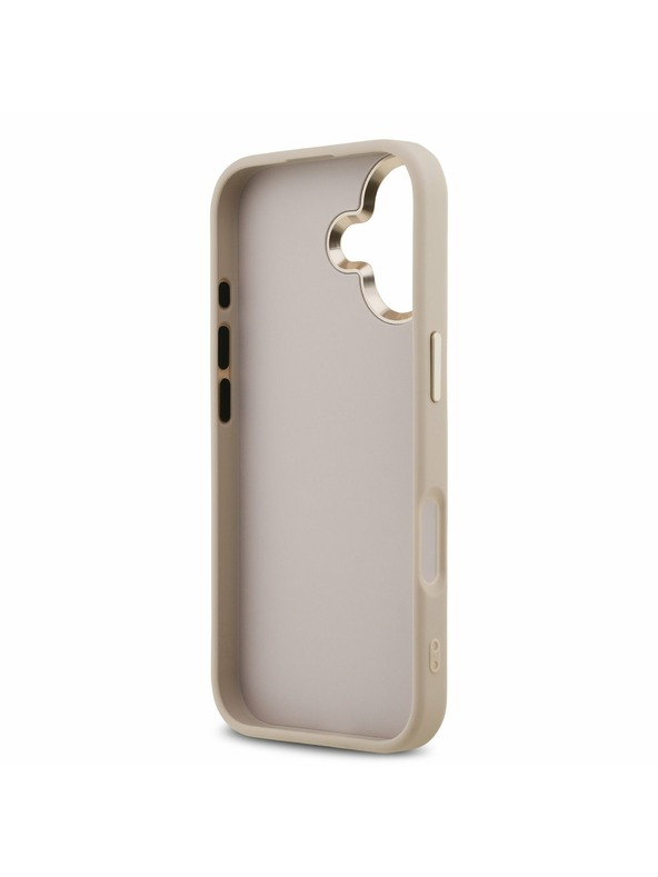 Guess Guess PU Leather 4G Metal Logo Gold Frame Hátlap iPhone 17-hez Pink