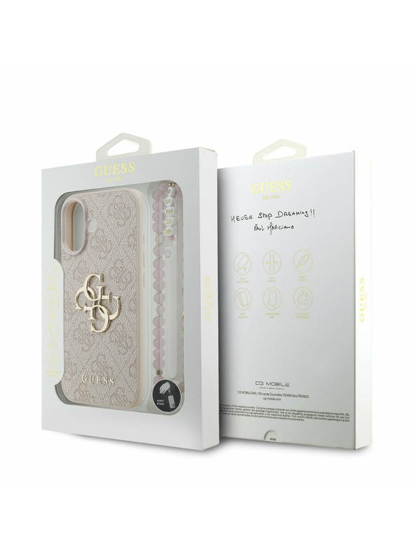 Guess Guess PU 4G Metal Logo Strap Hátlap iPhone 17-hez Pink
