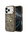 Guess Guess PU Leather 4G Metal Logo Gold Frame Hátlap iPhone 17 Pro-hoz Brown