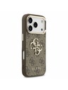 Guess Guess PU Leather 4G Metal Logo Gold Frame Hátlap iPhone 17 Pro-hoz Brown