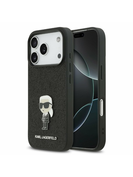 Karl Lagerfeld Karl Lagerfeld Fixed Glitter Metal Ikonik Hátlap iPhone 17 Pro-hoz Black