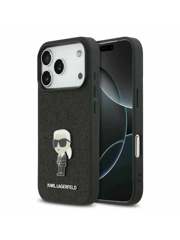 Karl Lagerfeld Karl Lagerfeld Fixed Glitter Metal Ikonik Hátlap iPhone 17 Pro-hoz Black