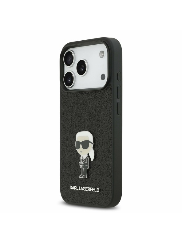 Karl Lagerfeld Karl Lagerfeld Fixed Glitter Metal Ikonik Hátlap iPhone 17 Pro-hoz Black