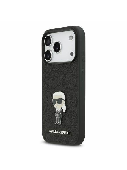 Karl Lagerfeld Karl Lagerfeld Fixed Glitter Metal Ikonik Hátlap iPhone 17 Pro-hoz Black