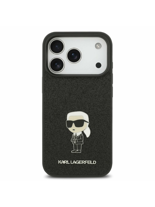 Karl Lagerfeld Karl Lagerfeld Fixed Glitter Metal Ikonik Hátlap iPhone 17 Pro-hoz Black