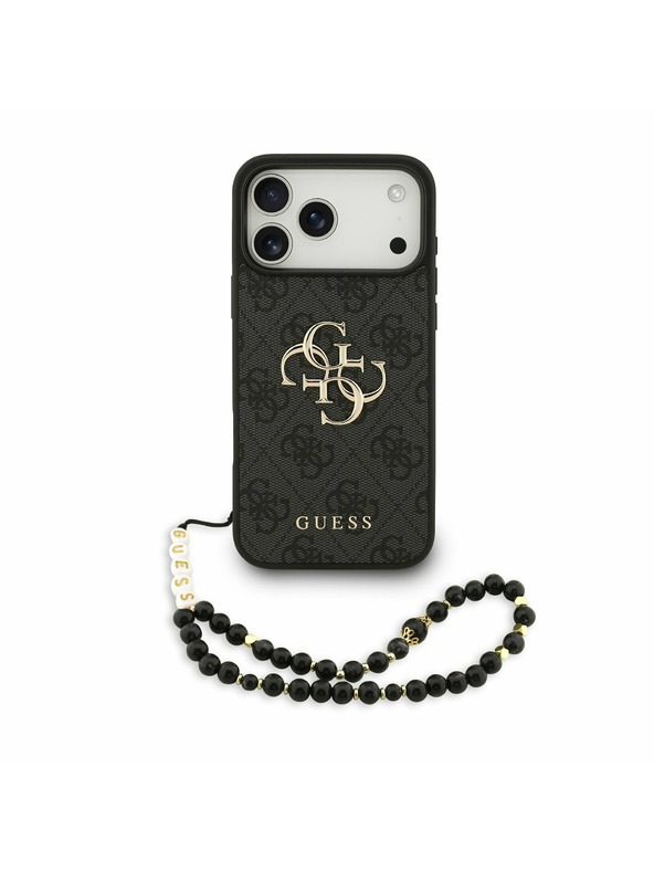 Guess Guess PU 4G Metal Logo Strap Hátlap iPhone 17 Pro Max-hoz Black