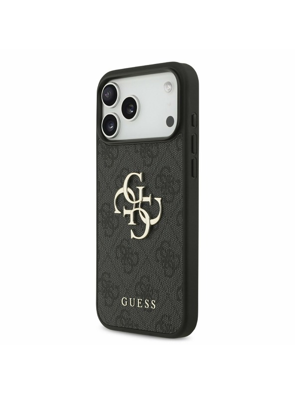 Guess Guess PU 4G Metal Logo Strap Hátlap iPhone 17 Pro Max-hoz Black