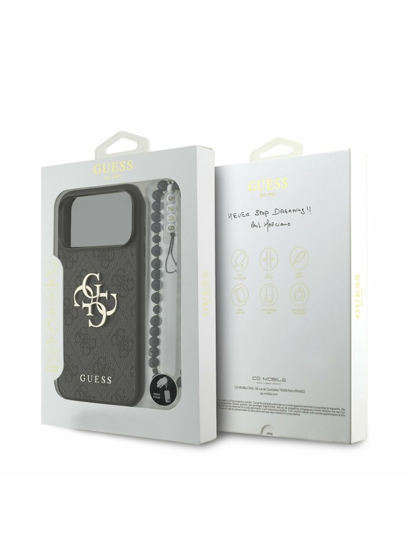 Guess Guess PU 4G Metal Logo Strap Hátlap iPhone 17 Pro Max-hoz Black