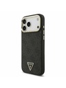 Guess Guess PU Leather 4G Strass Triangle Logo Gold Frame MagSafe Hátlap iPhone 17 Pro Max-hoz Black
