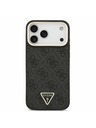 Guess Guess PU Leather 4G Strass Triangle Logo Gold Frame MagSafe Hátlap iPhone 17 Pro Max-hoz Black