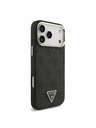 Guess Guess PU Leather 4G Strass Triangle Logo Gold Frame MagSafe Hátlap iPhone 17 Pro Max-hoz Black