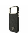 Guess Guess PU Leather 4G Strass Triangle Logo Gold Frame MagSafe Hátlap iPhone 17 Pro Max-hoz Black
