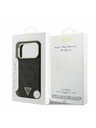 Guess Guess PU Leather 4G Strass Triangle Logo Gold Frame MagSafe Hátlap iPhone 17 Pro Max-hoz Black