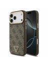 Guess Guess PU Leather 4G Strass Triangle Logo Gold Frame MagSafe Hátlap iPhone 17 Pro Max-hoz Brown