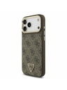 Guess Guess PU Leather 4G Strass Triangle Logo Gold Frame MagSafe Hátlap iPhone 17 Pro Max-hoz Brown