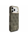 Guess Guess PU Leather 4G Strass Triangle Logo Gold Frame MagSafe Hátlap iPhone 17 Pro Max-hoz Brown