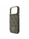 Guess Guess PU Leather 4G Strass Triangle Logo Gold Frame MagSafe Hátlap iPhone 17 Pro Max-hoz Brown