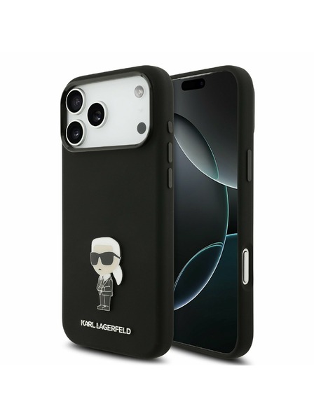 Karl Lagerfeld Karl Lagerfeld Liquid Silicone Metal Ikonik Hátlap iPhone 17 Pro Max-hoz Black