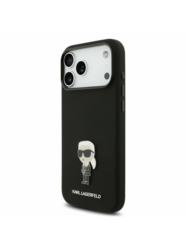 Karl Lagerfeld Karl Lagerfeld Liquid Silicone Metal Ikonik Hátlap iPhone 17 Pro Max-hoz Black