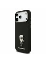 Karl Lagerfeld Karl Lagerfeld Liquid Silicone Metal Ikonik Hátlap iPhone 17 Pro Max-hoz Black