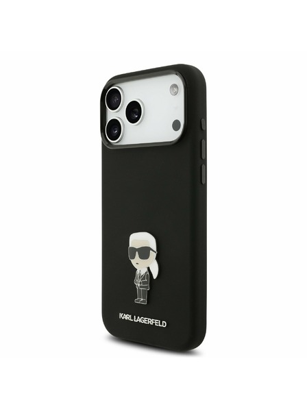 Karl Lagerfeld Karl Lagerfeld Liquid Silicone Metal Ikonik Hátlap iPhone 17 Pro Max-hoz Black