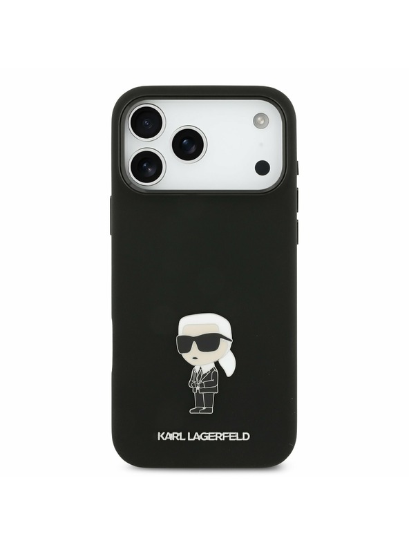 Karl Lagerfeld Karl Lagerfeld Liquid Silicone Metal Ikonik Hátlap iPhone 17 Pro Max-hoz Black