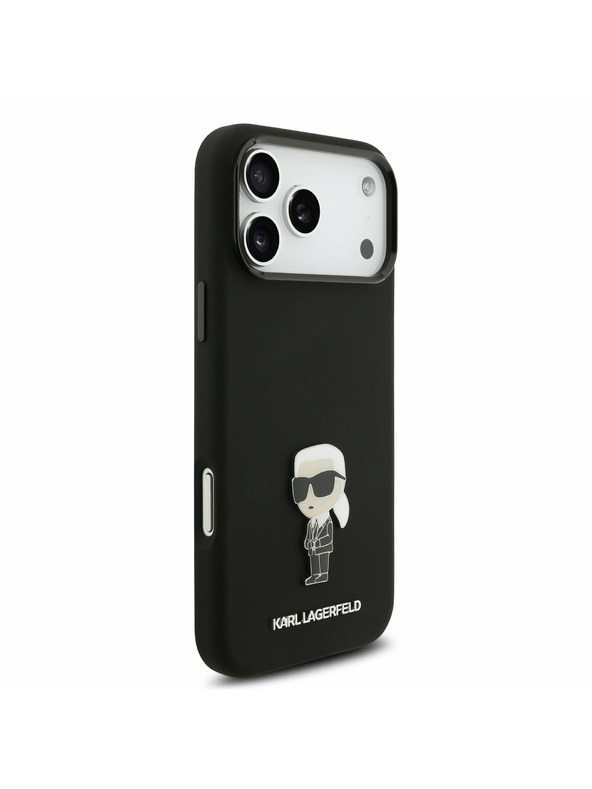 Karl Lagerfeld Karl Lagerfeld Liquid Silicone Metal Ikonik Hátlap iPhone 17 Pro Max-hoz Black