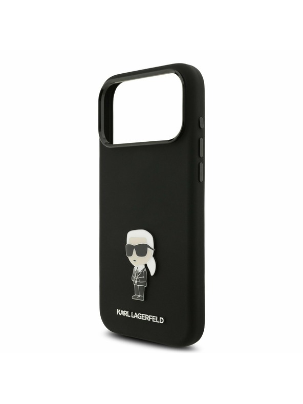 Karl Lagerfeld Karl Lagerfeld Liquid Silicone Metal Ikonik Hátlap iPhone 17 Pro Max-hoz Black