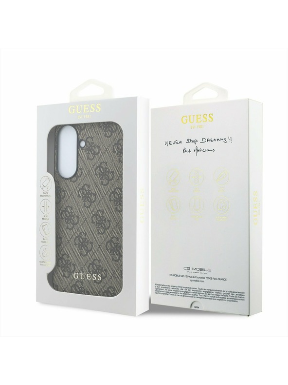 Guess Guess PU 4G Metal Classic Logo Hátsó Tok Samsung Galaxy A57-hez Brown