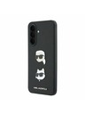Karl Lagerfeld Karl Lagerfeld Liquid Silicone Metal Karl and Choupette Hátsó Tok Samsung Galaxy A37-hez Black