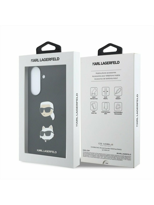 Karl Lagerfeld Karl Lagerfeld Liquid Silicone Metal Karl and Choupette Hátsó Tok Samsung Galaxy A37-hez Black