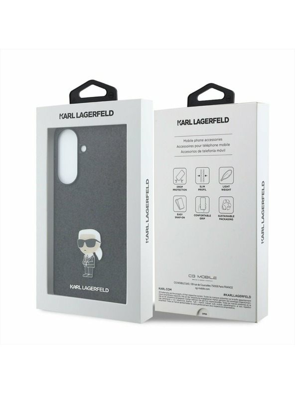 Karl Lagerfeld Karl Lagerfeld Fixed Glitter Metal Ikonik Hátsó Tok Samsung Galaxy A57-hez Black